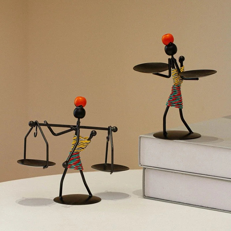 MAASAI SILHOUETTE CANDLE HOLDER – Handcrafted Iron Art Piece - Glow by Hellen African and Boho Jewelry African Home Decor Cultural Accessories